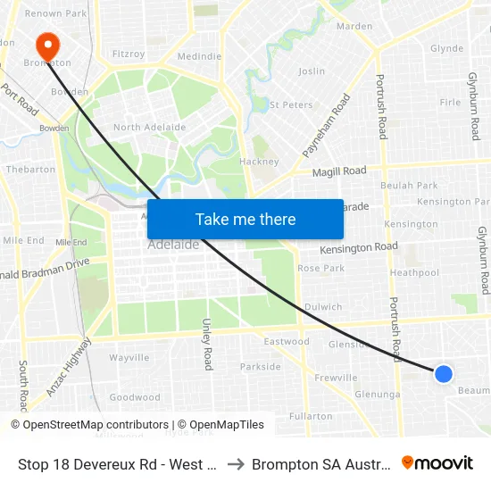 Stop 18 Devereux Rd - West side to Brompton SA Australia map