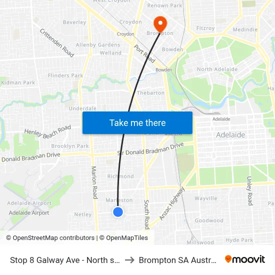 Stop 8 Galway Ave - North side to Brompton SA Australia map