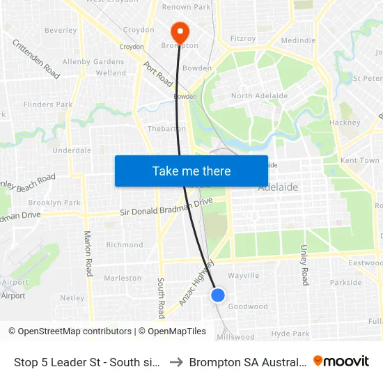 Stop 5 Leader St - South side to Brompton SA Australia map