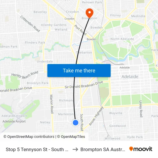 Stop 5 Tennyson St - South side to Brompton SA Australia map