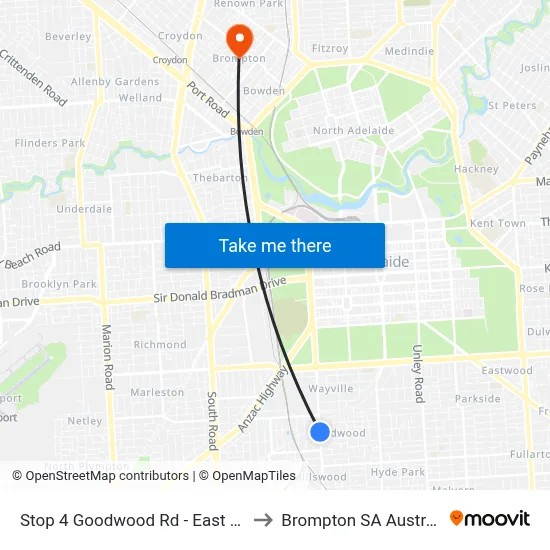 Stop 4 Goodwood Rd - East side to Brompton SA Australia map