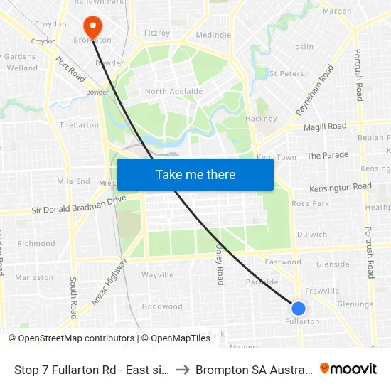 Stop 7 Fullarton Rd - East side to Brompton SA Australia map