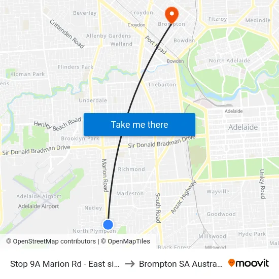 Stop 9A Marion Rd - East side to Brompton SA Australia map