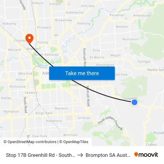 Stop 17B Greenhill Rd - South side to Brompton SA Australia map