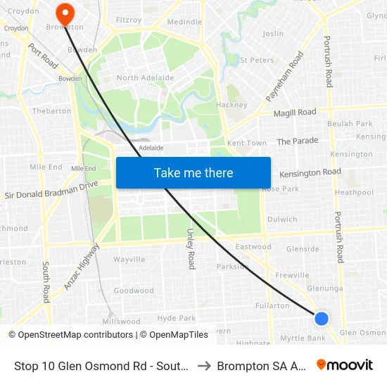 Stop 10 Glen Osmond Rd - South West side to Brompton SA Australia map