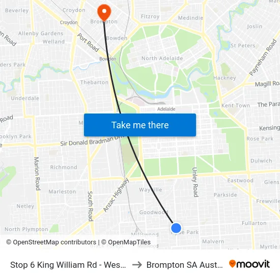 Stop 6 King William Rd - West side to Brompton SA Australia map