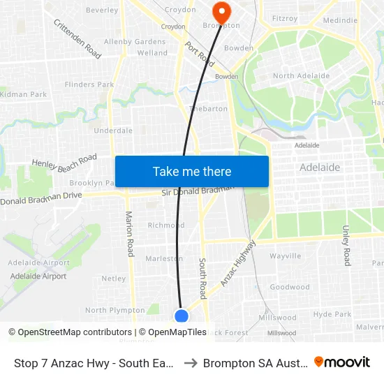 Stop 7 Anzac Hwy - South East side to Brompton SA Australia map