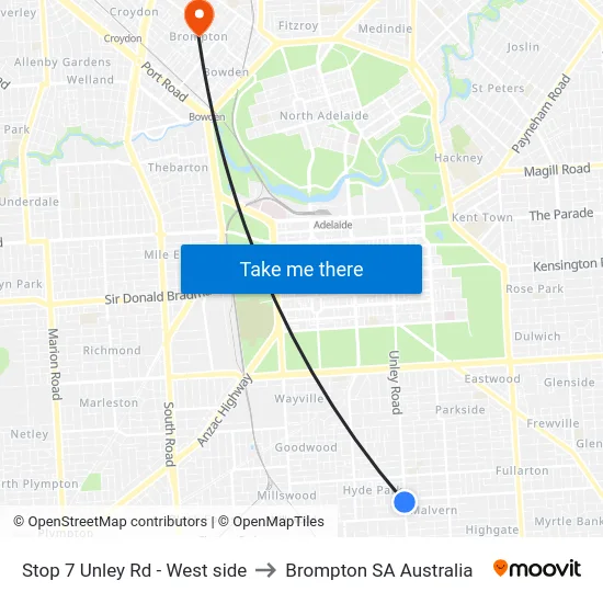 Stop 7 Unley Rd - West side to Brompton SA Australia map