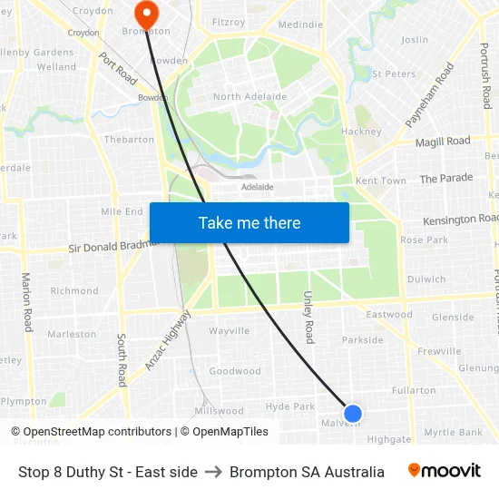 Stop 8 Duthy St - East side to Brompton SA Australia map