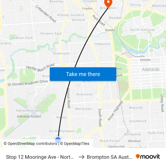 Stop 12 Mooringe Ave - North side to Brompton SA Australia map