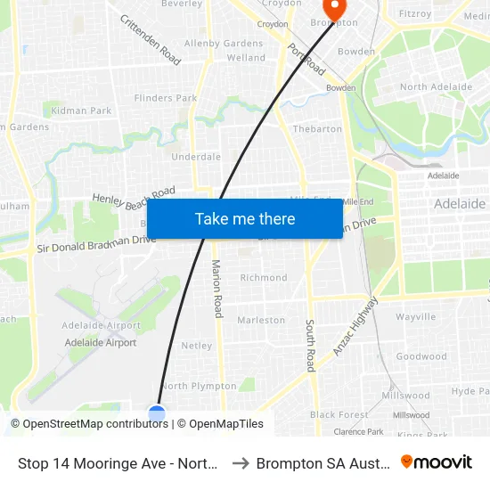 Stop 14 Mooringe Ave - North side to Brompton SA Australia map