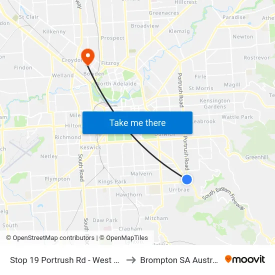 Stop 19 Portrush Rd - West side to Brompton SA Australia map