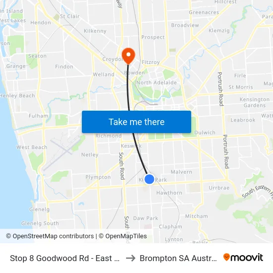 Stop 8 Goodwood Rd - East side to Brompton SA Australia map