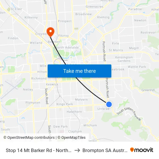 Stop 14 Mt Barker Rd - North side to Brompton SA Australia map