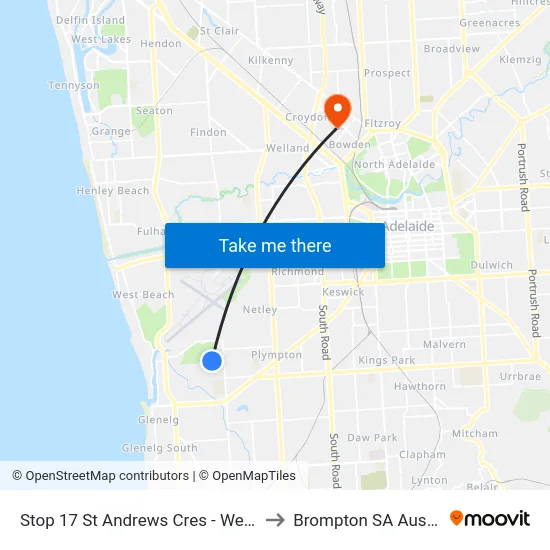 Stop 17 St Andrews Cres - West side to Brompton SA Australia map