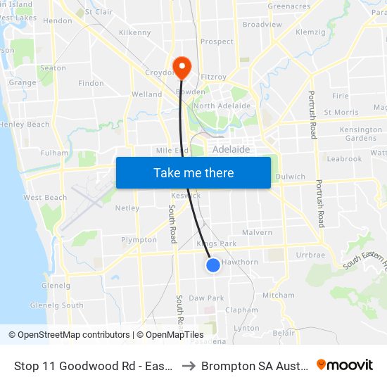 Stop 11 Goodwood Rd - East side to Brompton SA Australia map
