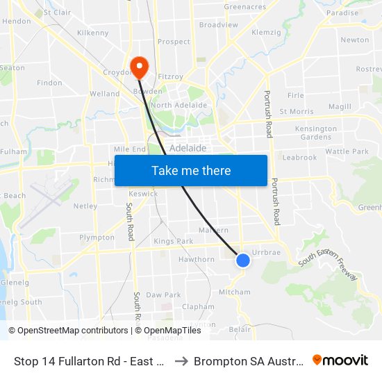 Stop 14 Fullarton Rd - East side to Brompton SA Australia map