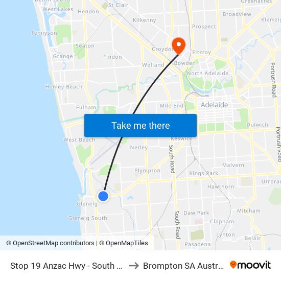 Stop 19 Anzac Hwy - South side to Brompton SA Australia map