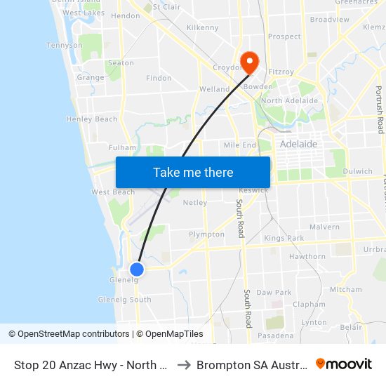 Stop 20 Anzac Hwy - North side to Brompton SA Australia map