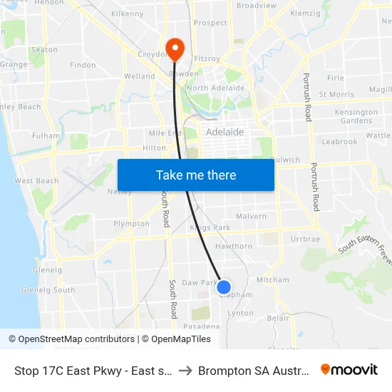 Stop 17C East Pkwy - East side to Brompton SA Australia map