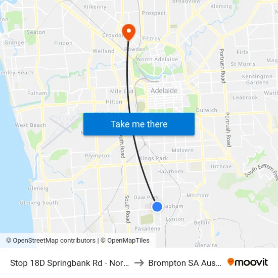 Stop 18D Springbank Rd - North side to Brompton SA Australia map