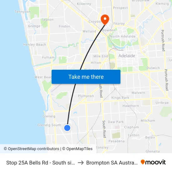 Stop 25A Bells Rd - South side to Brompton SA Australia map