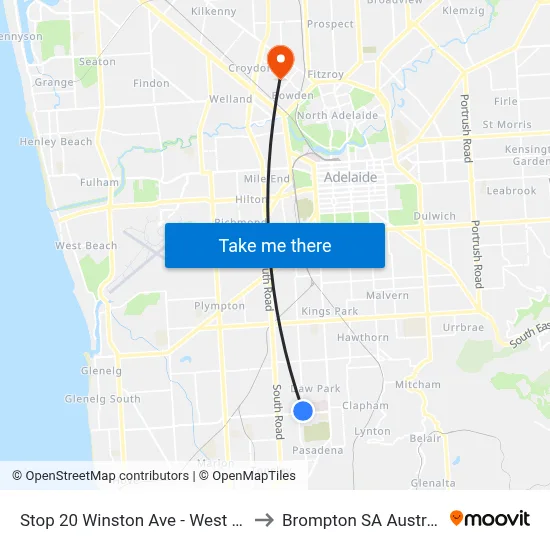 Stop 20 Winston Ave - West side to Brompton SA Australia map