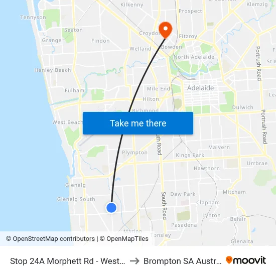 Stop 24A Morphett Rd - West side to Brompton SA Australia map