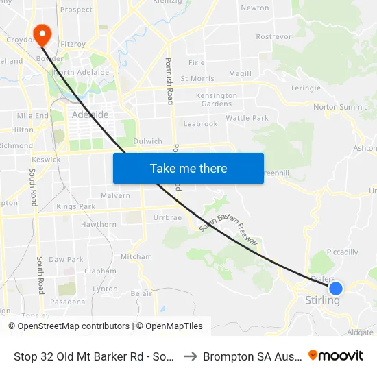 Stop 32 Old Mt Barker Rd - South side to Brompton SA Australia map