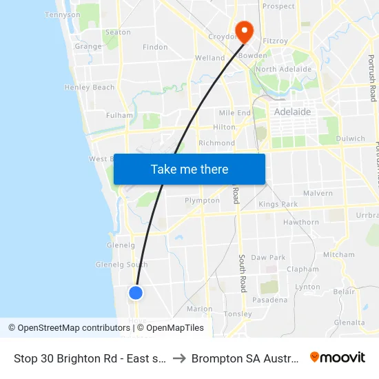 Stop 30 Brighton Rd - East side to Brompton SA Australia map