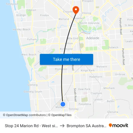 Stop 24 Marion Rd - West side to Brompton SA Australia map