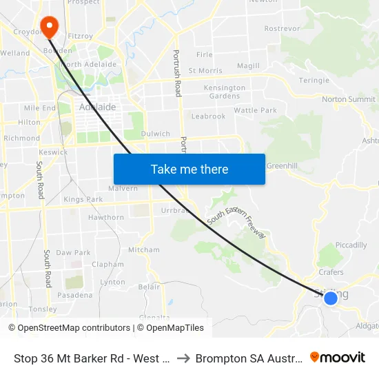 Stop 36 Mt Barker Rd - West side to Brompton SA Australia map