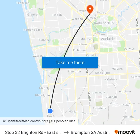 Stop 32 Brighton Rd - East side to Brompton SA Australia map