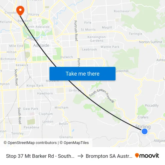 Stop 37 Mt Barker Rd - South side to Brompton SA Australia map