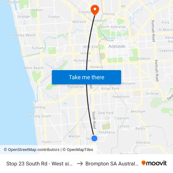 Stop 23 South Rd - West side to Brompton SA Australia map