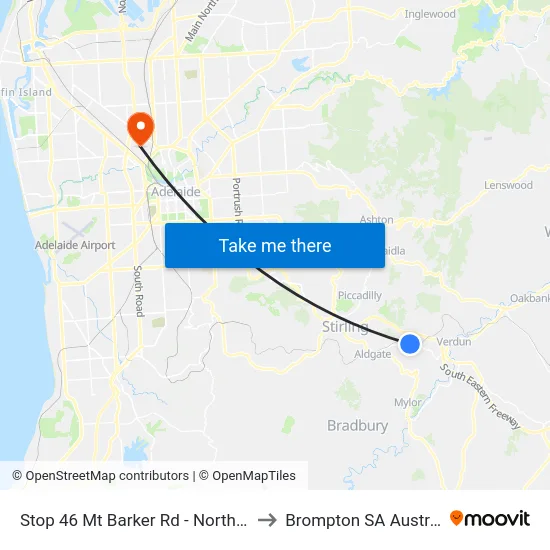 Stop 46 Mt Barker Rd - North side to Brompton SA Australia map