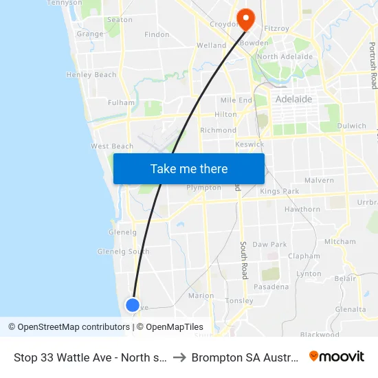 Stop 33 Wattle Ave - North side to Brompton SA Australia map