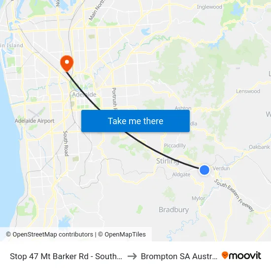 Stop 47 Mt Barker Rd - South side to Brompton SA Australia map