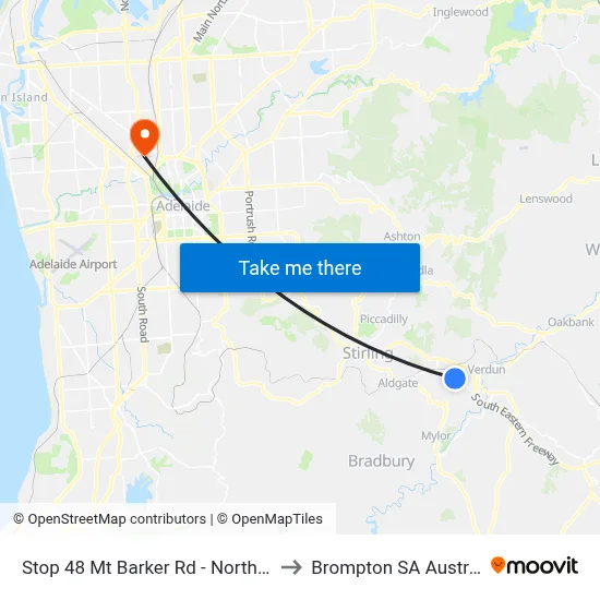 Stop 48 Mt Barker Rd - North side to Brompton SA Australia map