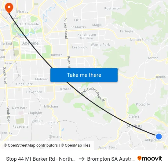 Stop 44 Mt Barker Rd - North side to Brompton SA Australia map