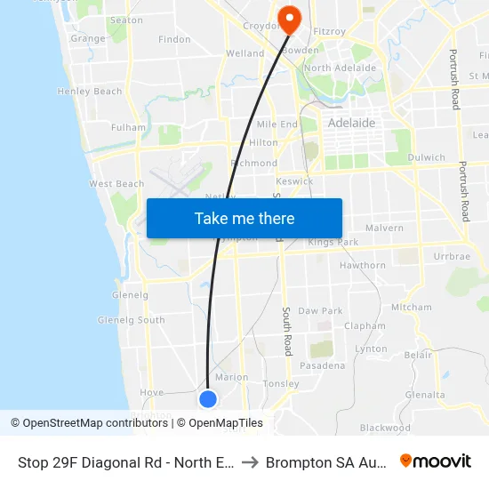 Stop 29F Diagonal Rd - North East side to Brompton SA Australia map