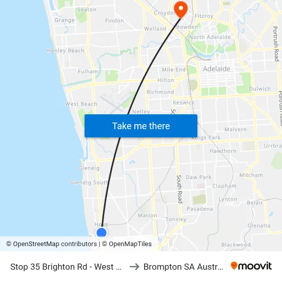 Stop 35 Brighton Rd - West side to Brompton SA Australia map