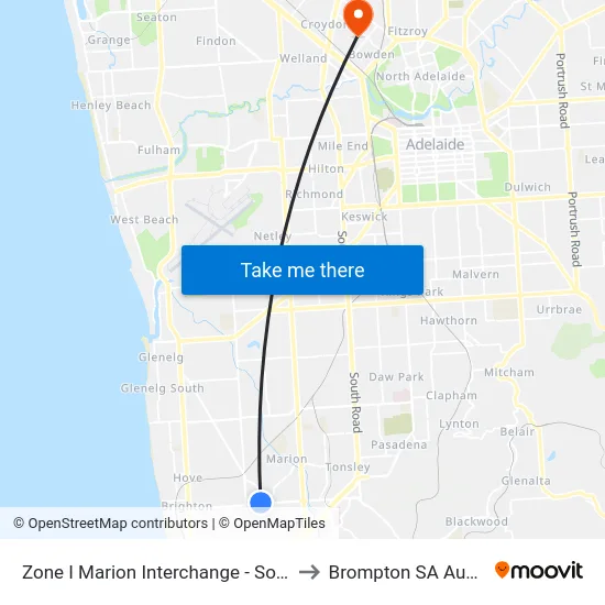 Zone I Marion Interchange - South side to Brompton SA Australia map