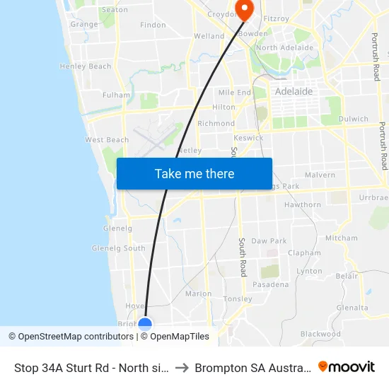 Stop 34A Sturt Rd - North side to Brompton SA Australia map