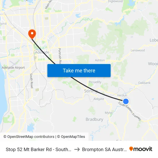 Stop 52 Mt Barker Rd - South side to Brompton SA Australia map
