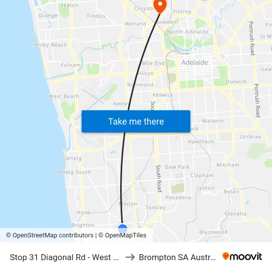 Stop 31 Diagonal Rd - West side to Brompton SA Australia map