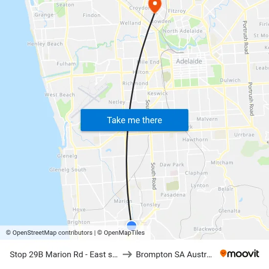 Stop 29B Marion Rd - East side to Brompton SA Australia map