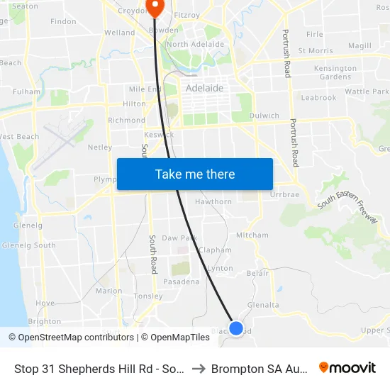 Stop 31 Shepherds Hill Rd - South side to Brompton SA Australia map