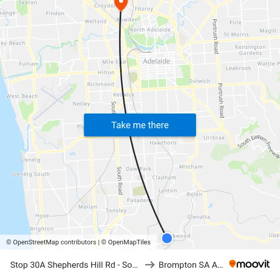 Stop 30A Shepherds Hill Rd - South East side to Brompton SA Australia map