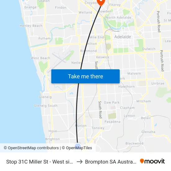 Stop 31C Miller St - West side to Brompton SA Australia map